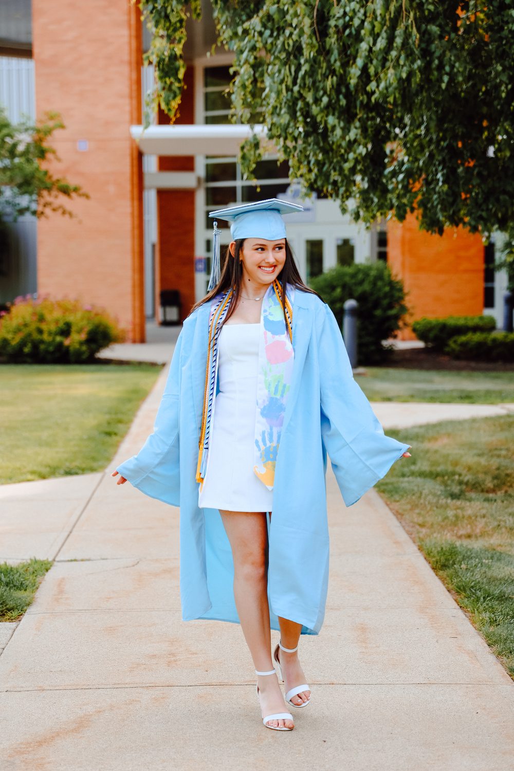 A graduate on campus